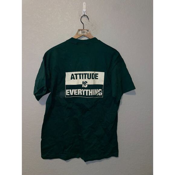 Vintage Test Print Shirt Precision Fence Systems Attitude Green Tee VTG 90s L - Picture 4 of 8